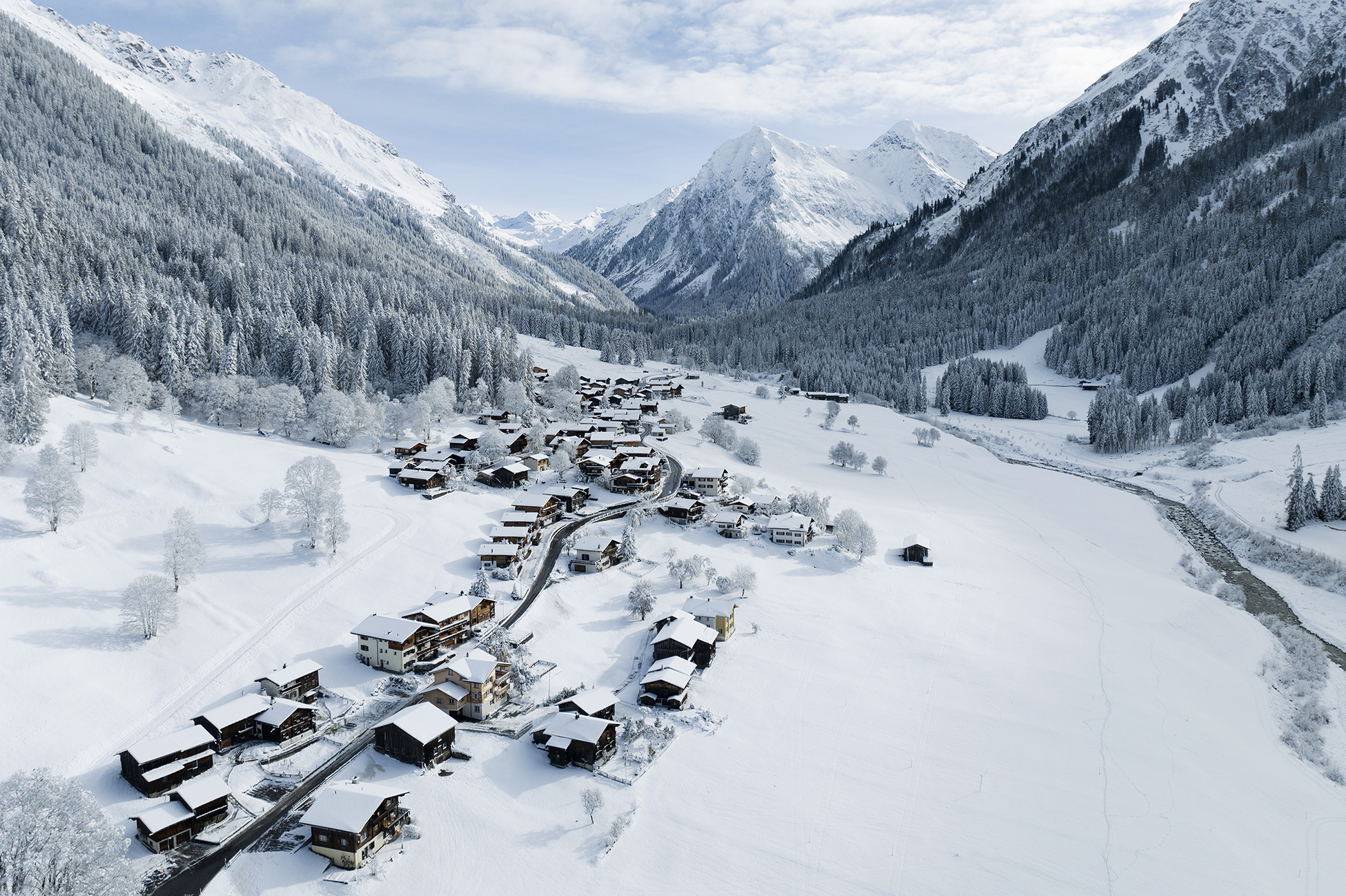 2026 Changing Seasons of Switzerland - Klosters Montbiel village covered in the winter snow creating a very typical Swiss mountain winter village