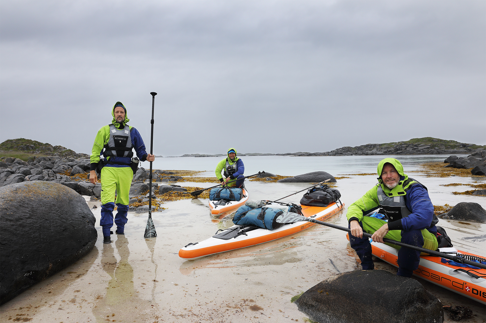 The team of stand up paddlers who undertook a 15 day self supported adventure north of Tromso, Norway