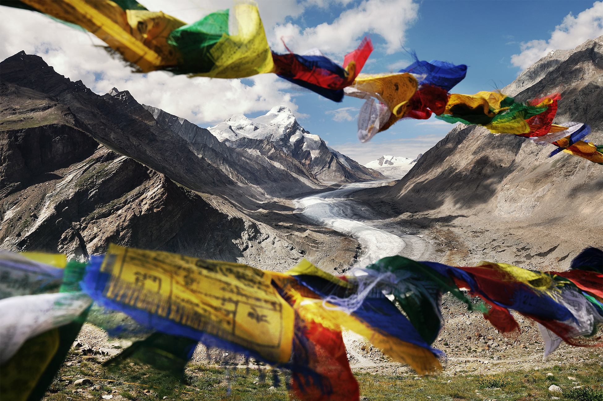 Darang Darung Glacier in Ladakh, a vast Himalayan ice field near Rangdum in the Zanskar Range.